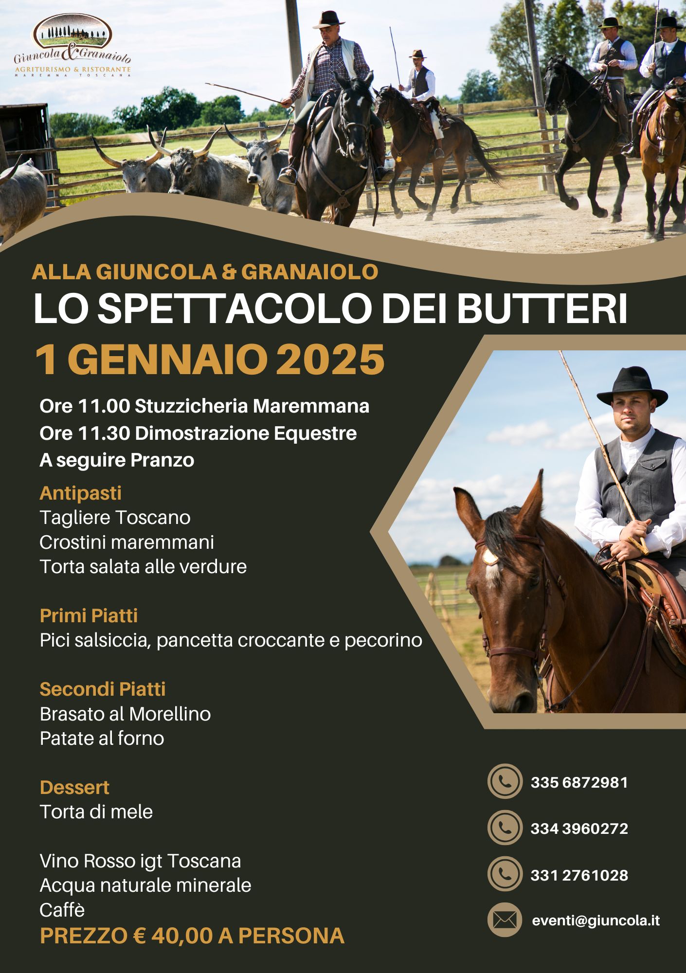 Spettacolo dei Butteri in Maremma - Agriturismo Giuncola e Granaiolo Alberese