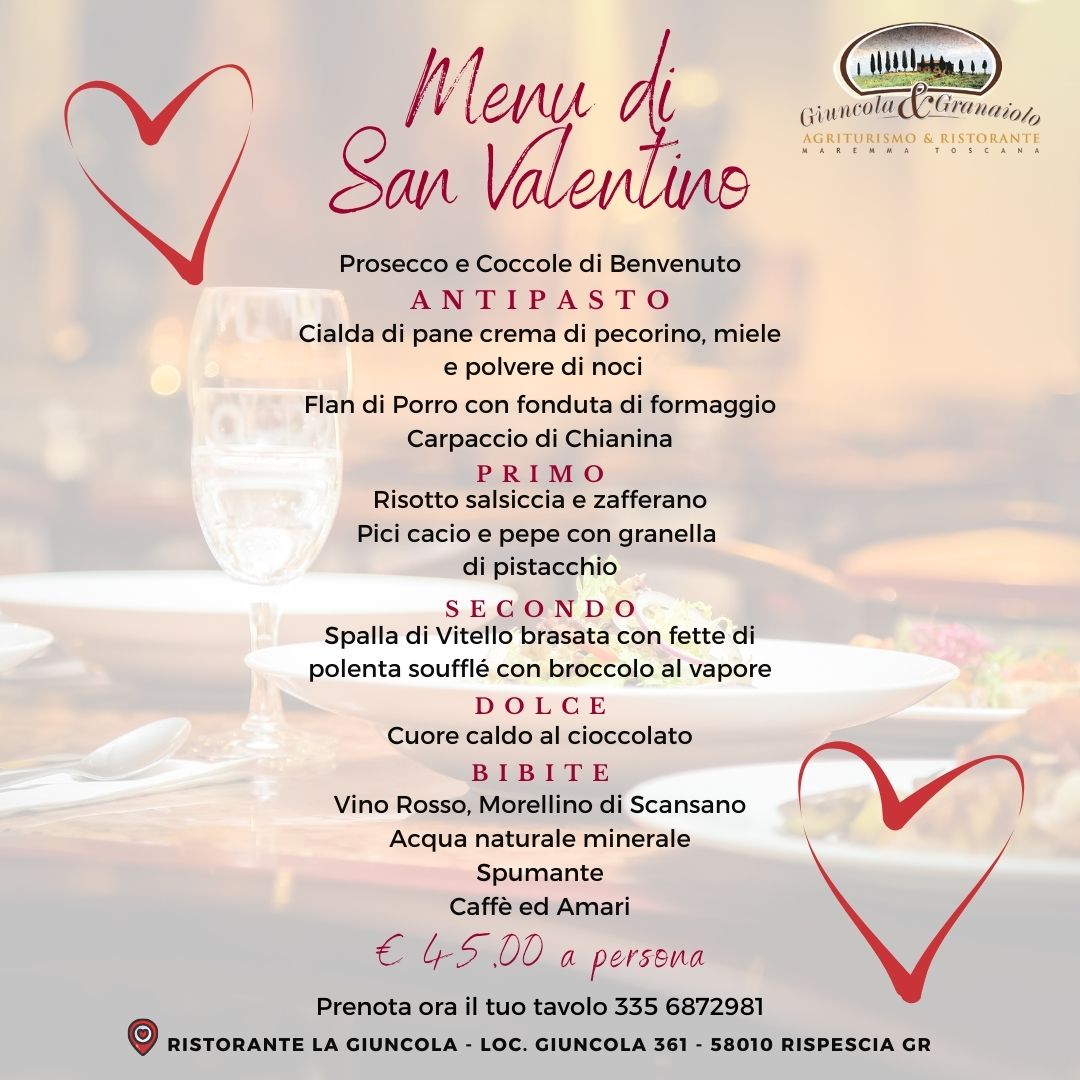 San Valentino 2026 all'Agriturismo Giuncola e Granaiolo