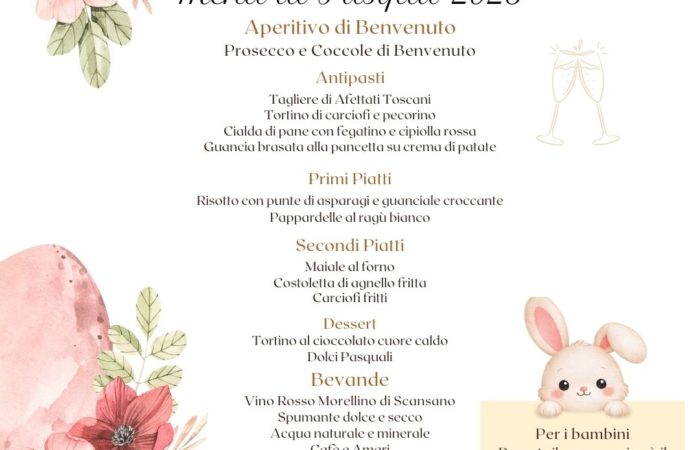 Menù di Pasqua 2026 Giuncola e Granaiolo